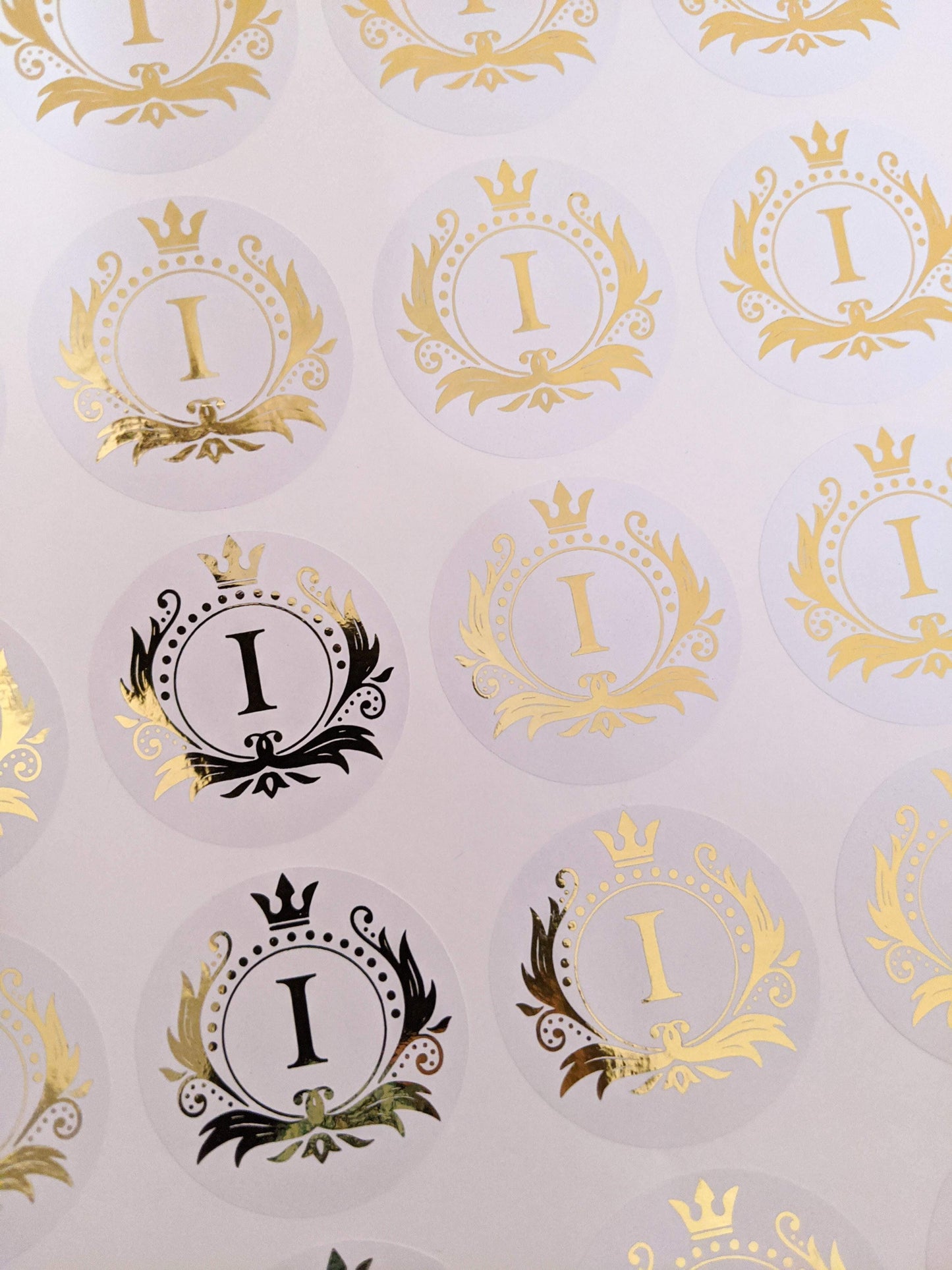 E&L Designs White Foil Monogram Flourish Stickers