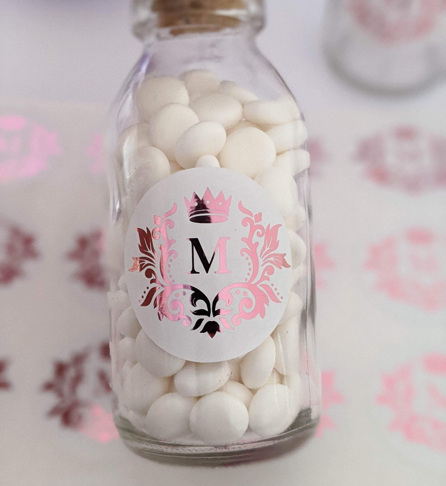 E&L Designs White Foil Monogram Flourish Stickers