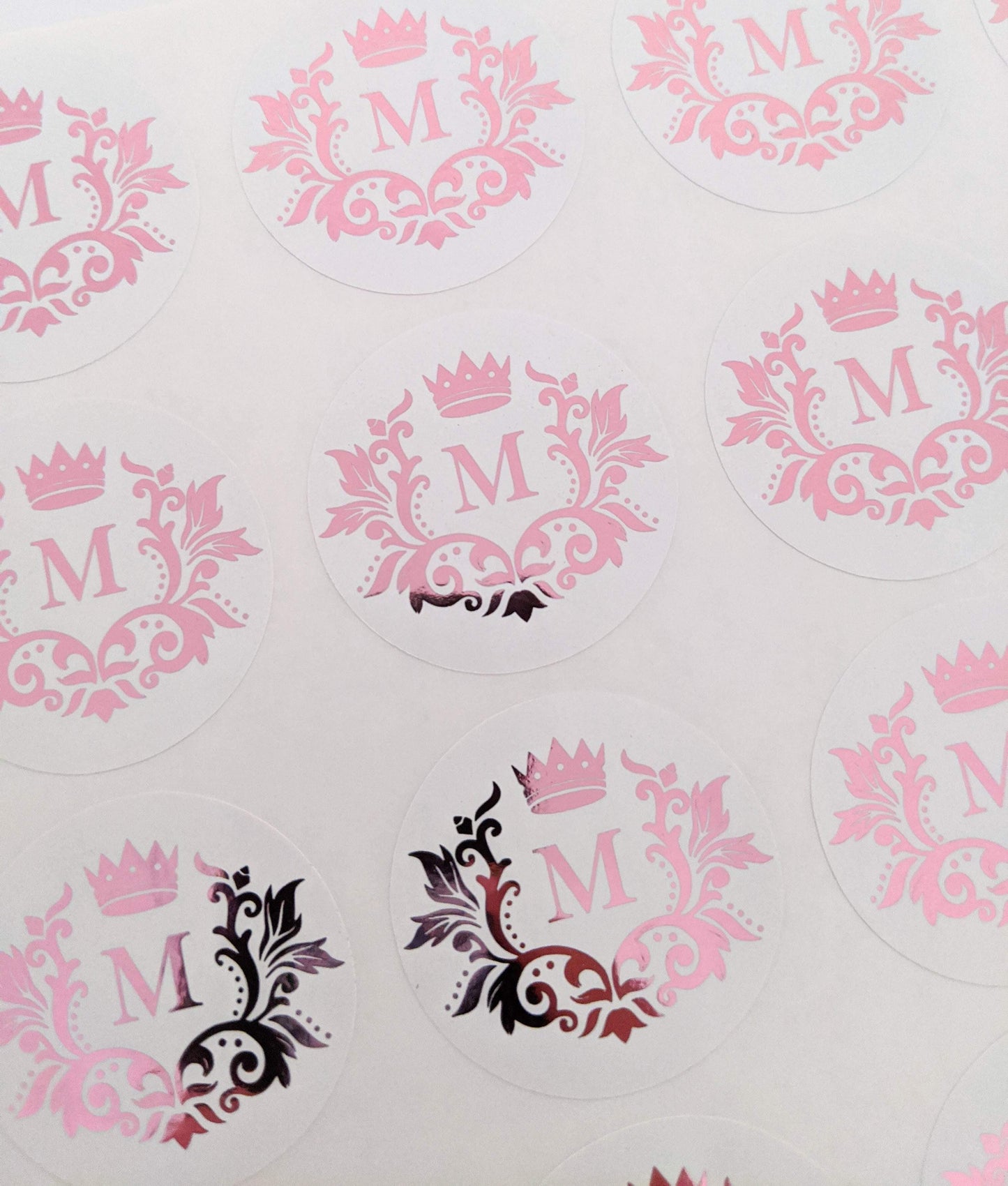 E&L Designs White Foil Monogram Flourish Stickers