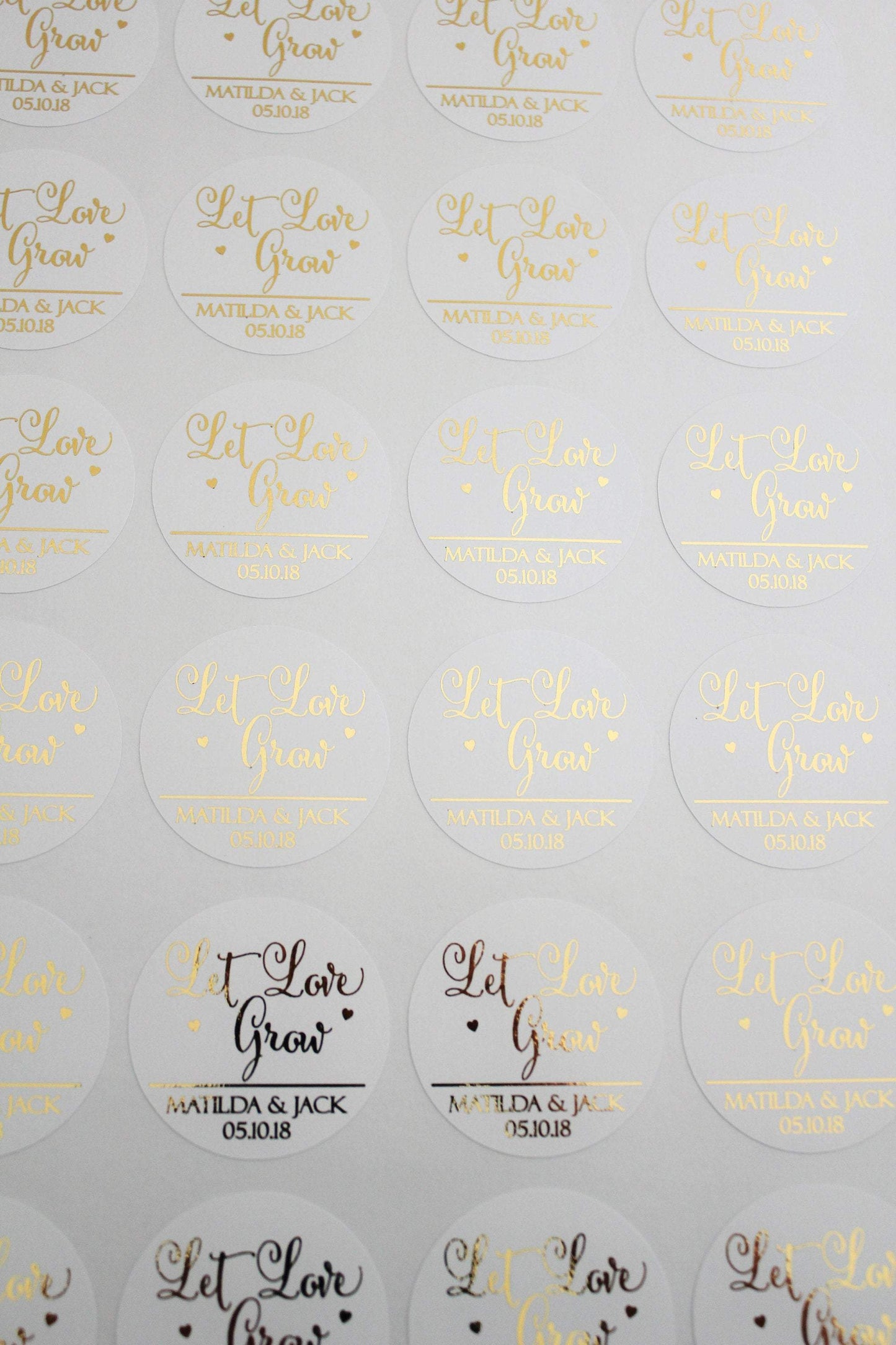 E&L Designs Matte White Foiled Wedding Stickers