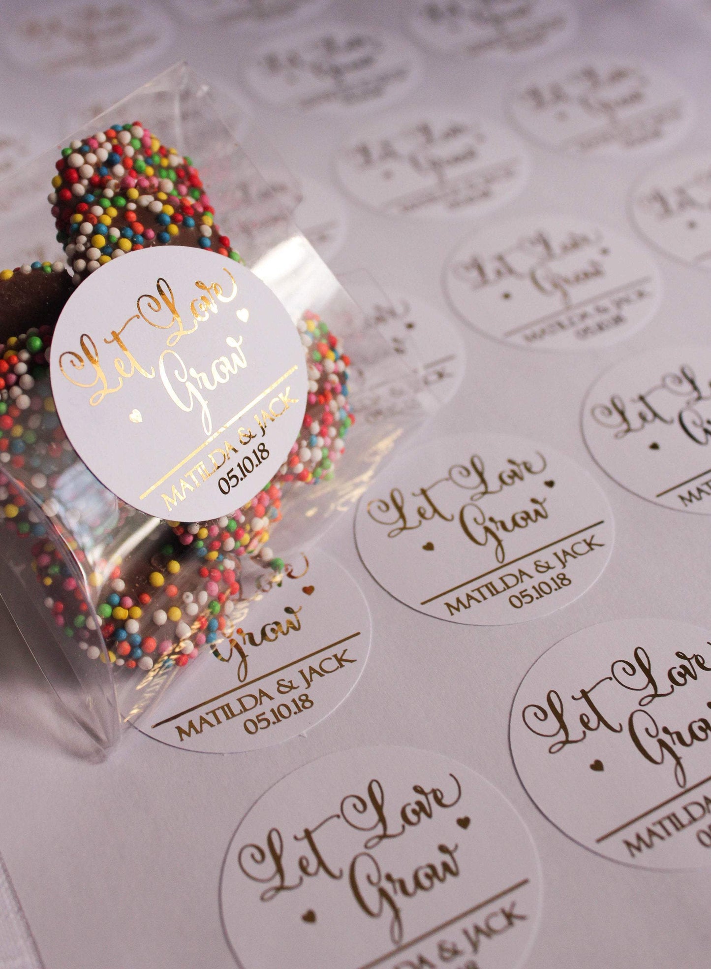 E&L Designs Matte White Foiled Wedding Stickers