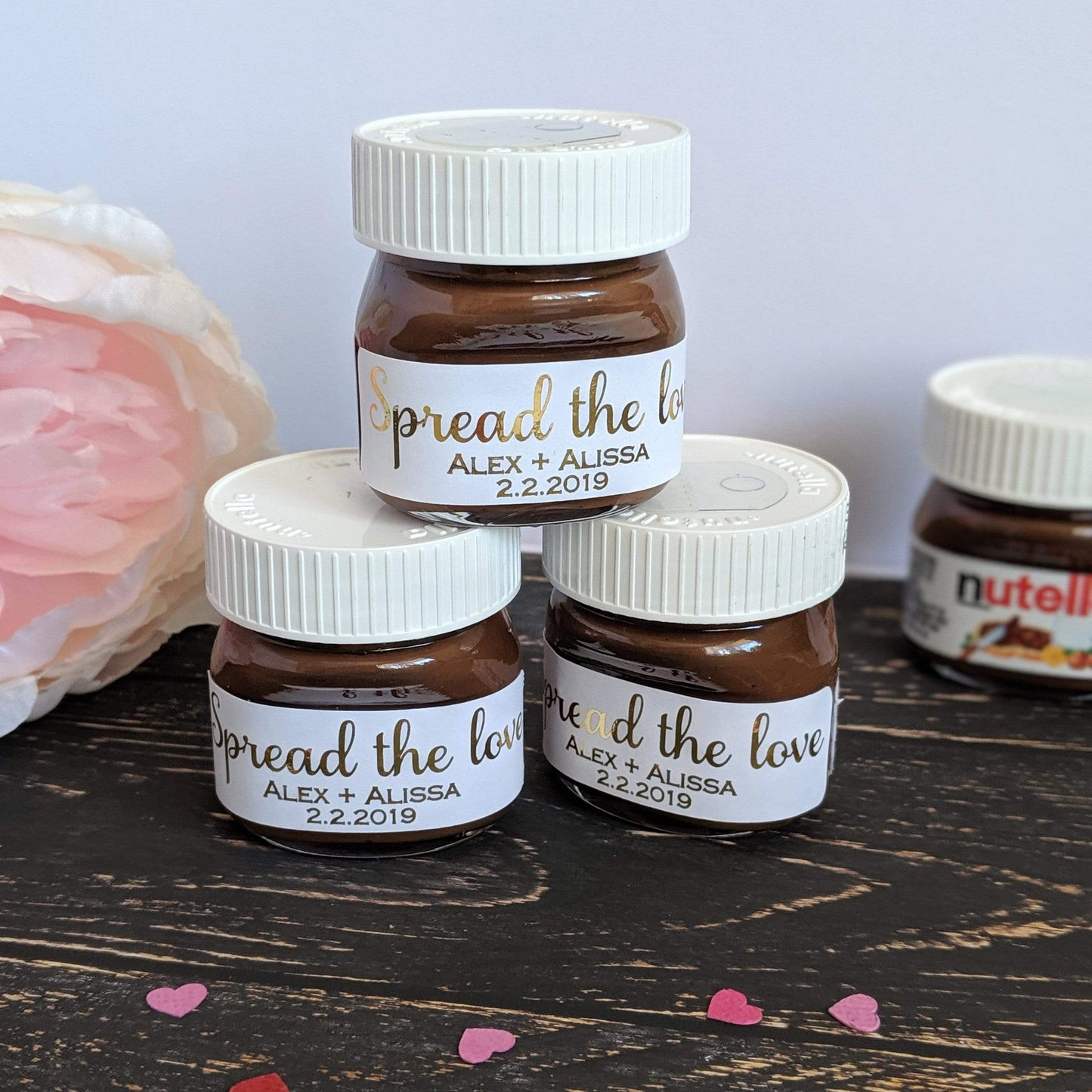 E&L Designs White Mini Nutella Jar Stickers with Foil - 30 Stickers
