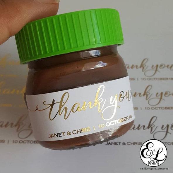 E&L Designs White Mini Nutella Jar Stickers with Foil - 30 Stickers