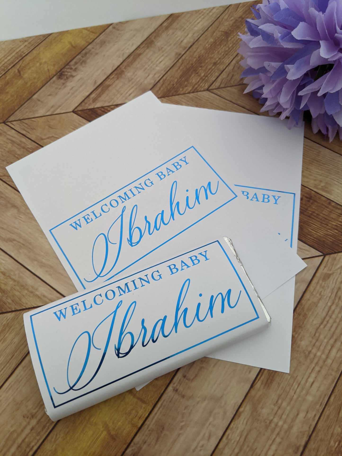 E&L Designs White Welcome Baby Chocolate Wrappers, Set of 10