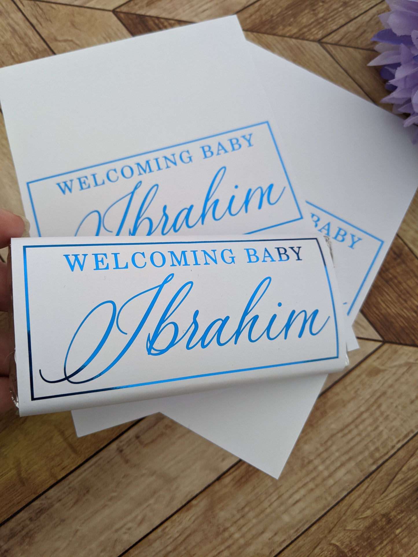 E&L Designs White Welcome Baby Chocolate Wrappers, Set of 10