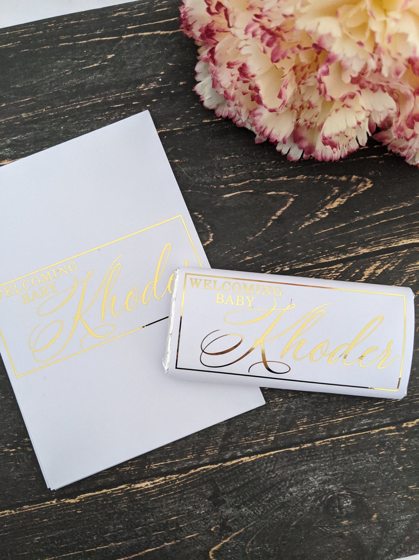 E&L Designs White Welcome Baby Chocolate Wrappers, Set of 10