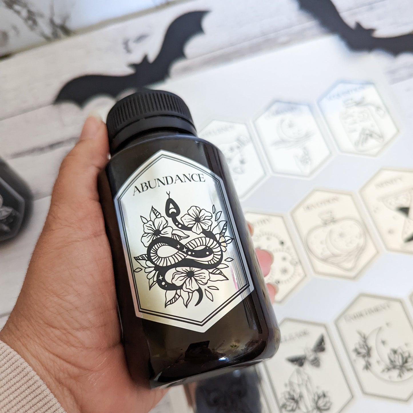 E&L Designs Wiccan Mystic Jar Labels x 12 - Silver, Halloween DIY
