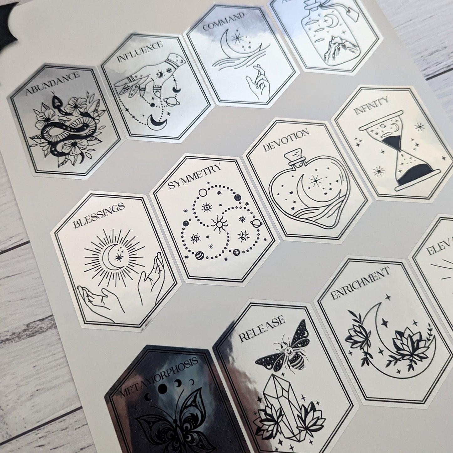 E&L Designs Wiccan Mystic Jar Labels x 12 - Silver, Halloween DIY