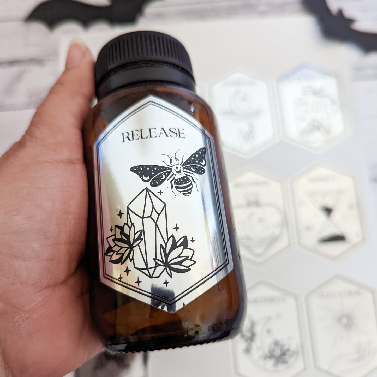 E&L Designs Wiccan Mystic Jar Labels x 12 - Silver, Halloween DIY