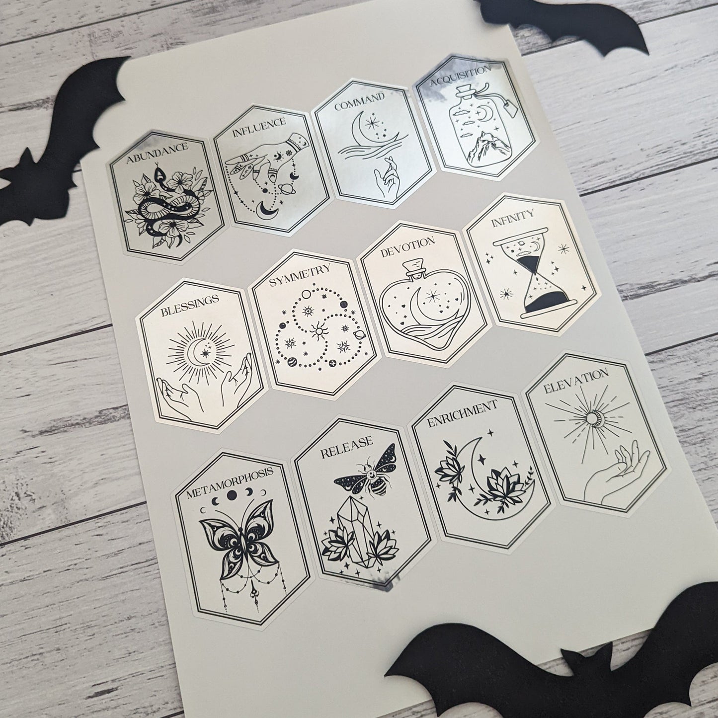 E&L Designs Wiccan Mystic Jar Labels x 12 - Silver, Halloween DIY