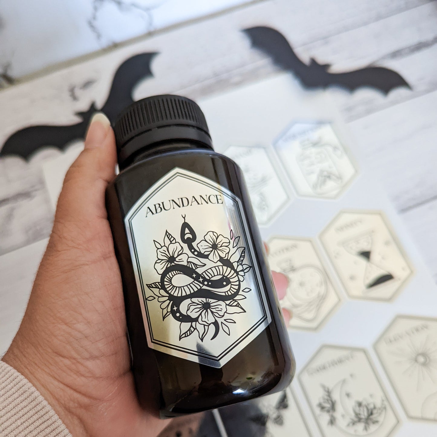 E&L Designs Wiccan Mystic Jar Labels x 12 - Silver, Halloween DIY