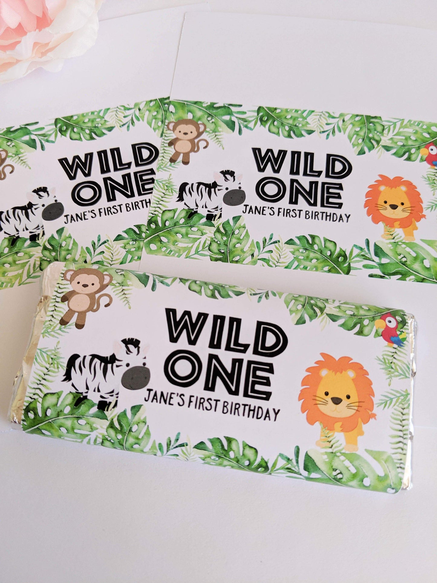 E&L Designs Wild One Jungle Chocolate Wrappers