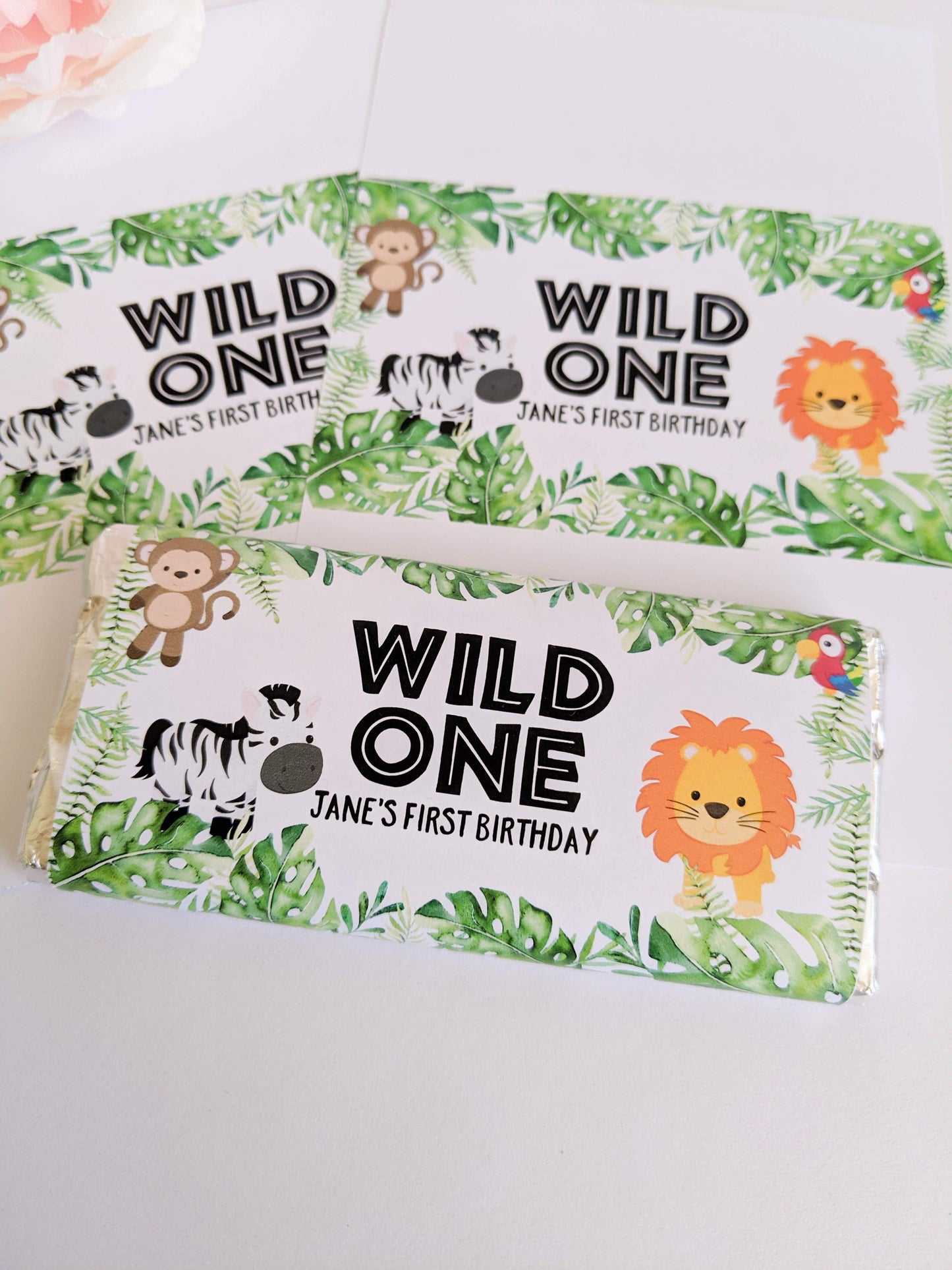 E&L Designs Wild One Jungle Chocolate Wrappers