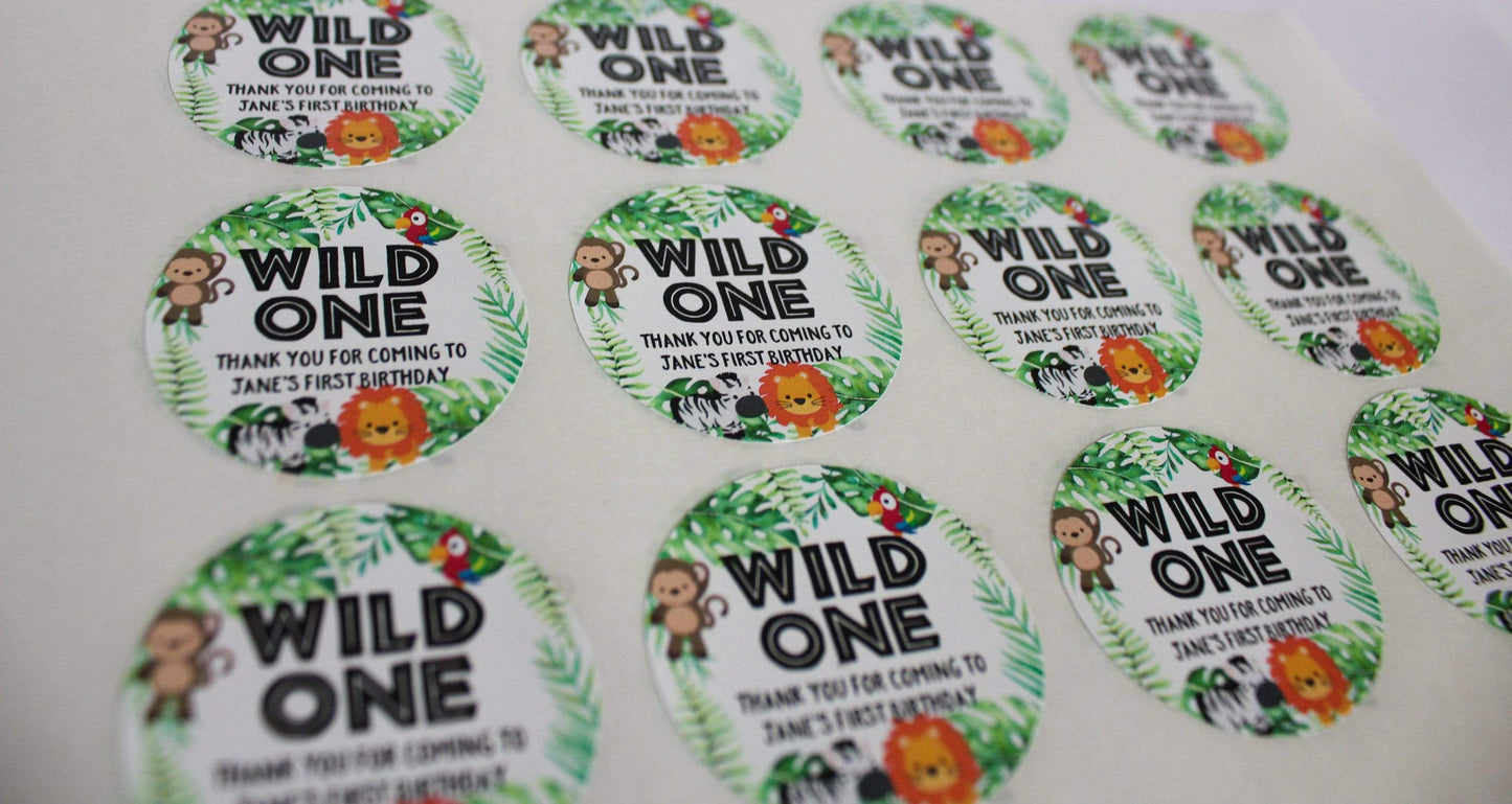 E&L Designs Jungle Safari Animal Wild One Personalised Stickers
