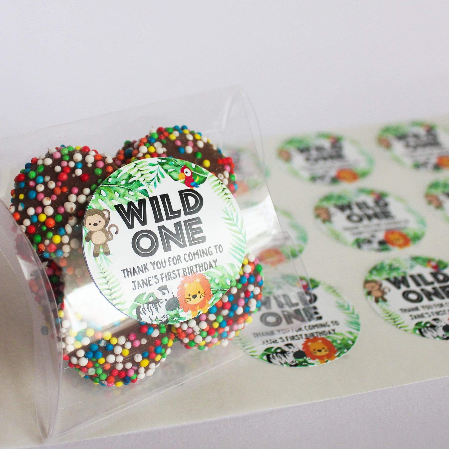 E&L Designs Jungle Safari Animal Wild One Personalised Stickers