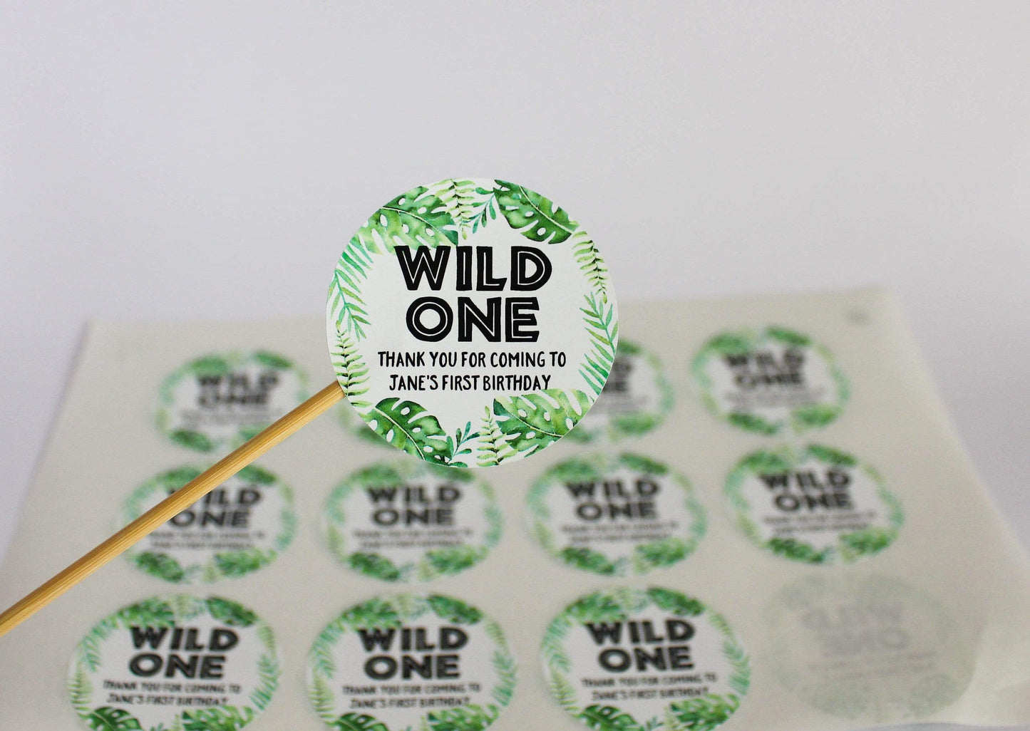 E&L Designs Wild One with Leaves Personalised Sticker
