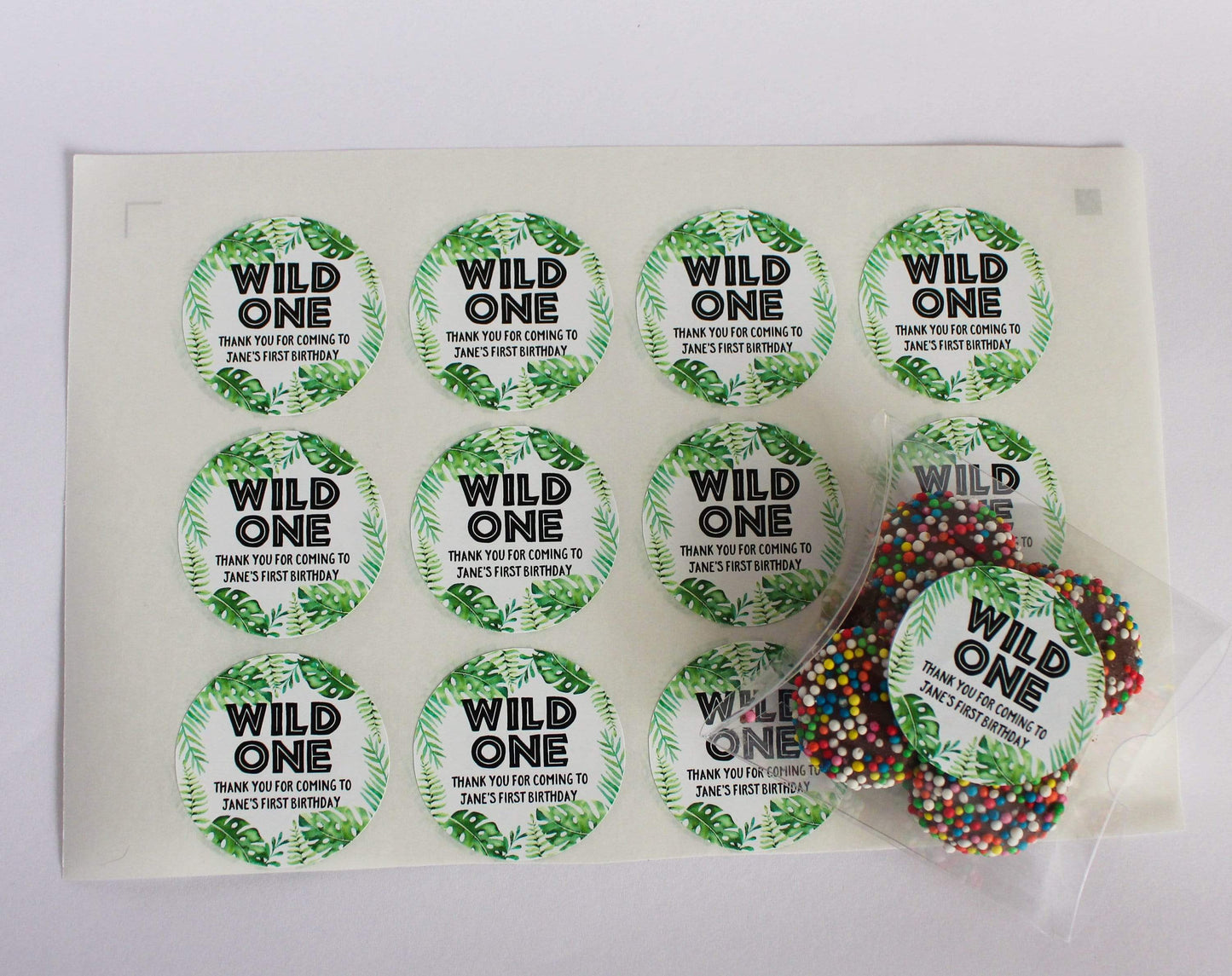 E&L Designs Wild One with Leaves Personalised Sticker