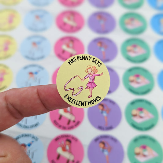Personalised Gymnastics Teacher Stickers - Set of 48 Stickers