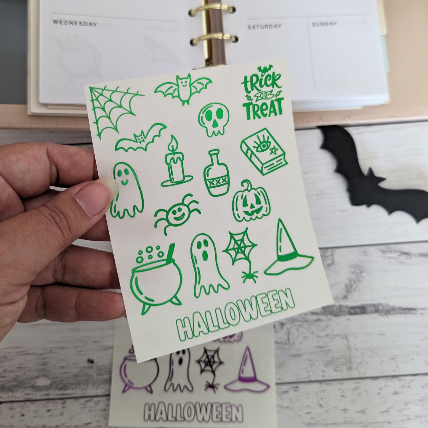 Mini Halloween Clear Foil Stickers, Planner, Calendar