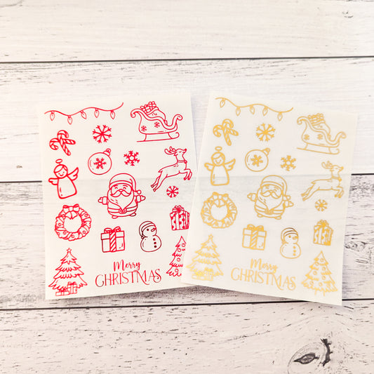 Mini Christmas Clear Foil Stickers, Planner, Calendar