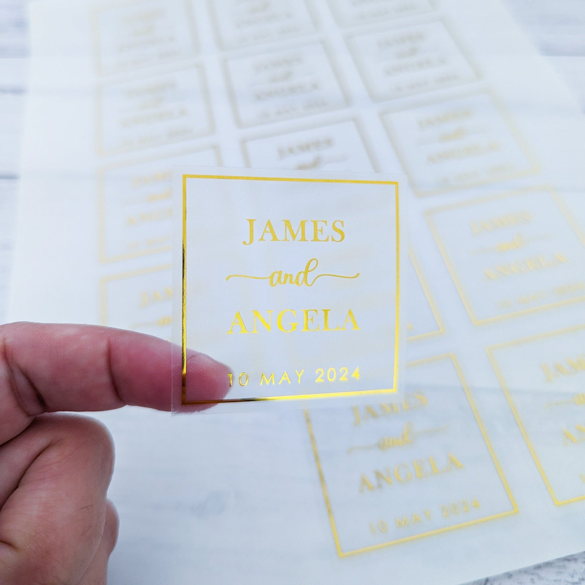 E&L Designs Square Wedding Stickers, Clear