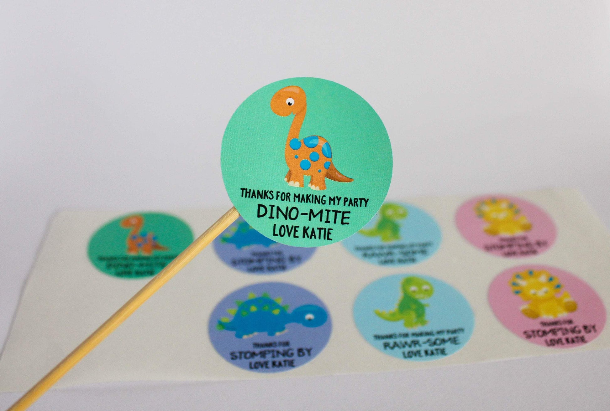 E&L Designs Colourful Dinosaur Birthday Theme Stickers