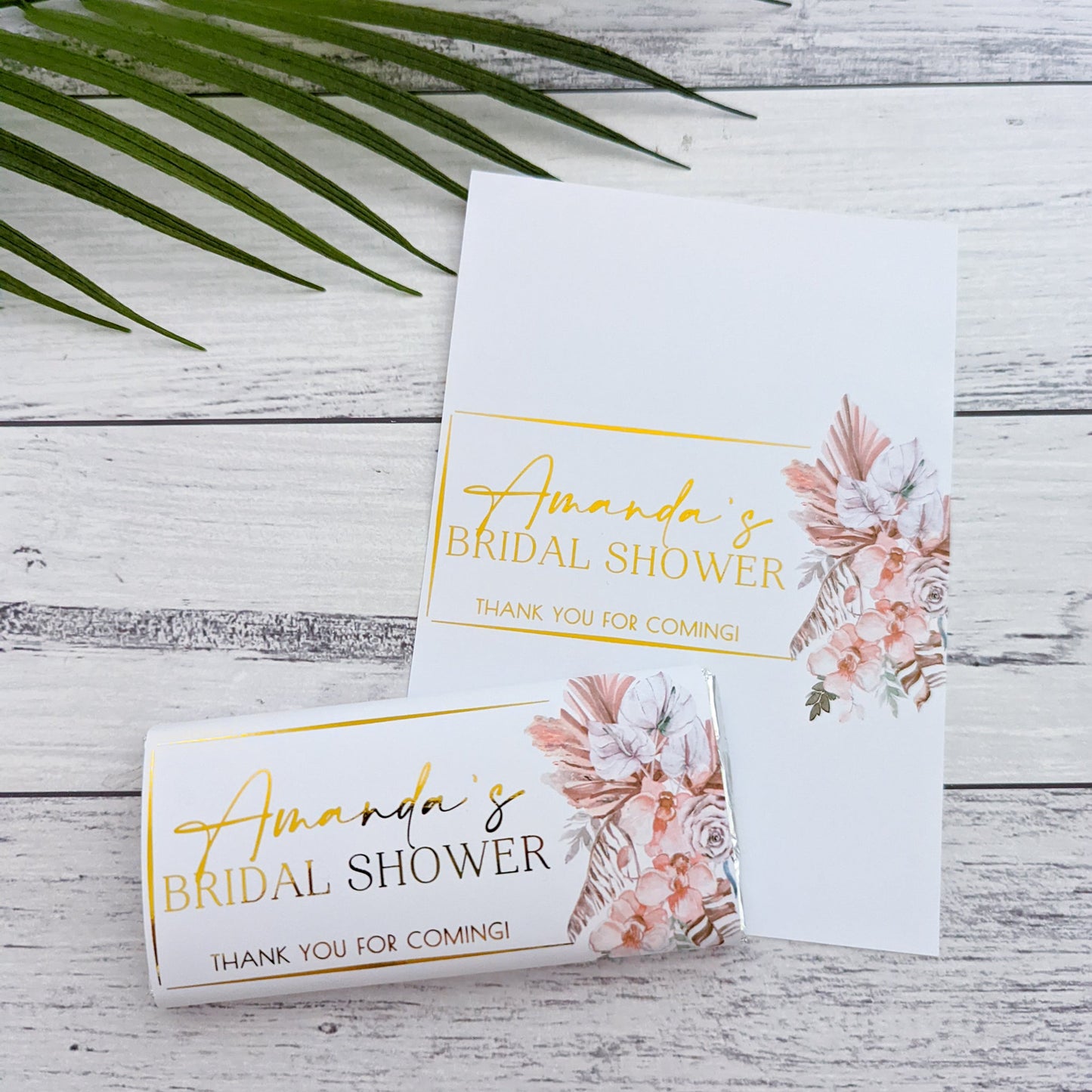 E&L Designs Boho Natural Bridal Shower Chocolate Wrappers, Set of 10