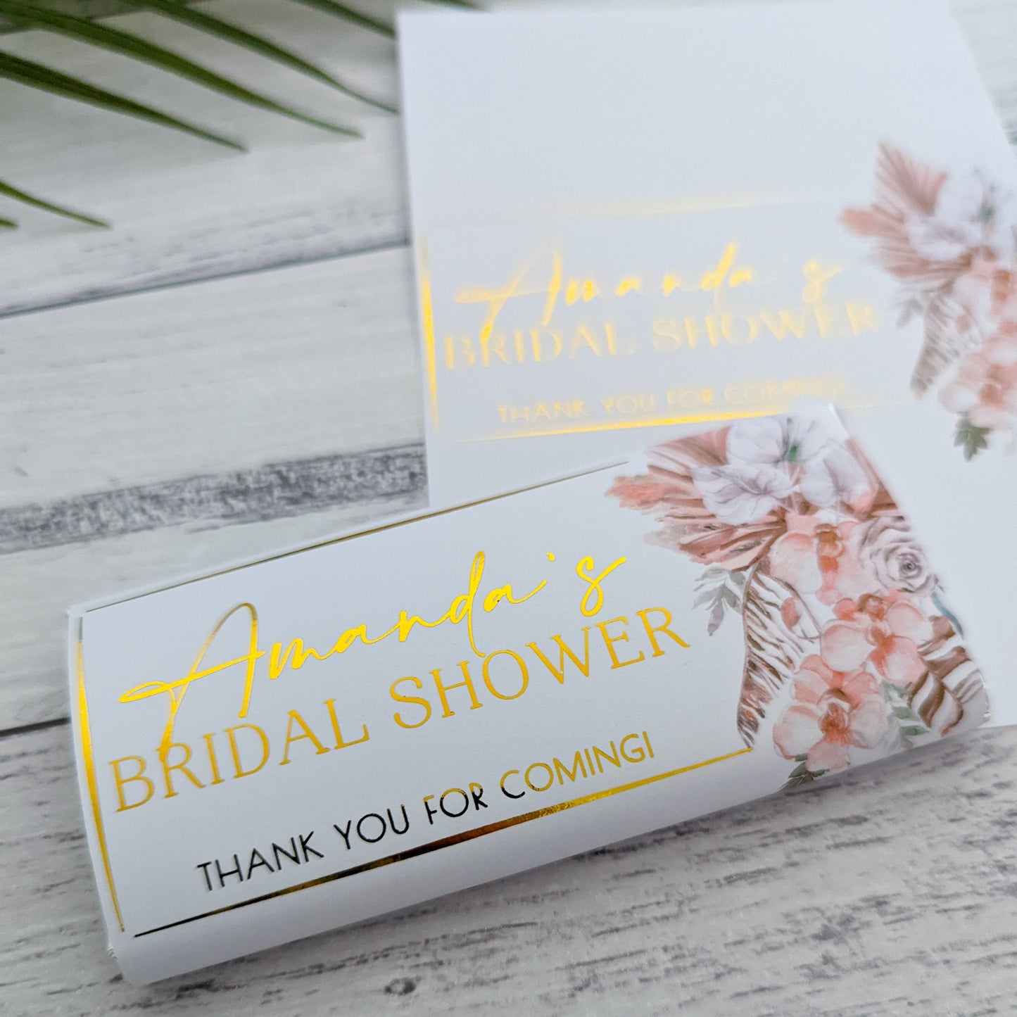 E&L Designs Boho Natural Bridal Shower Chocolate Wrappers, Set of 10
