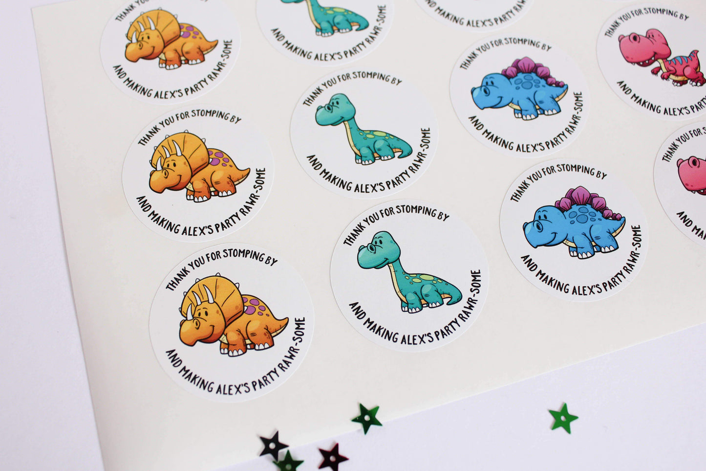 E&L Designs Cartoon Baby Dinosaur Stickers