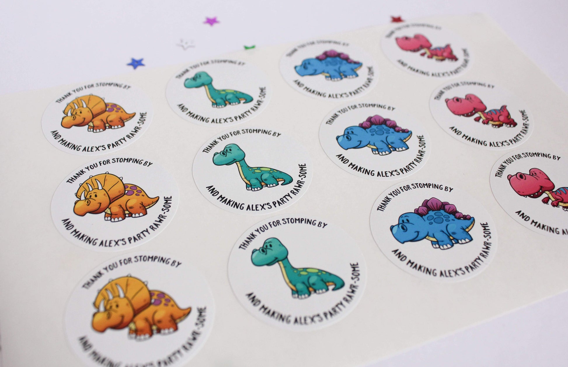 E&L Designs Cartoon Baby Dinosaur Stickers