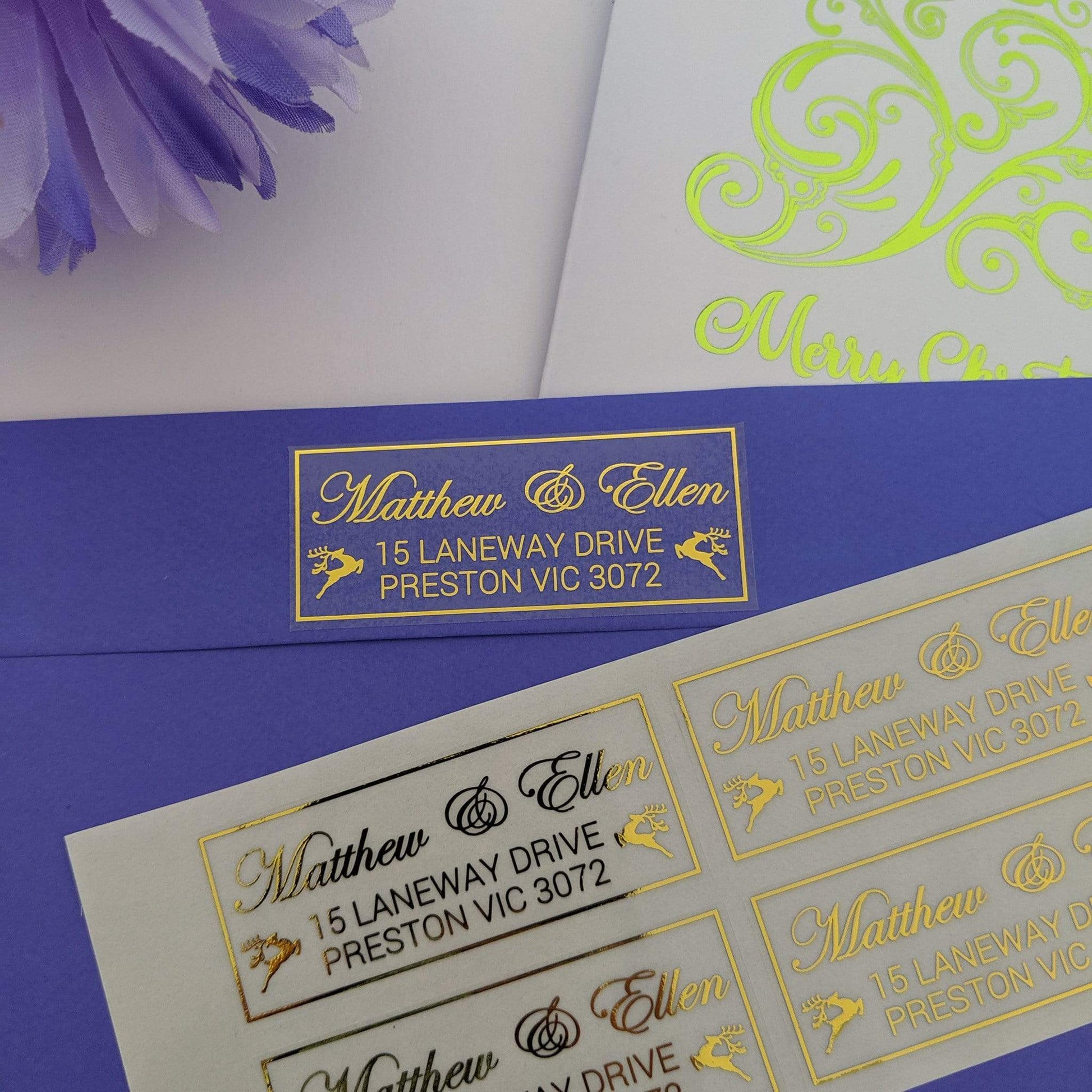 E&L Designs Christmas Return Address Labels - Clear with Foil