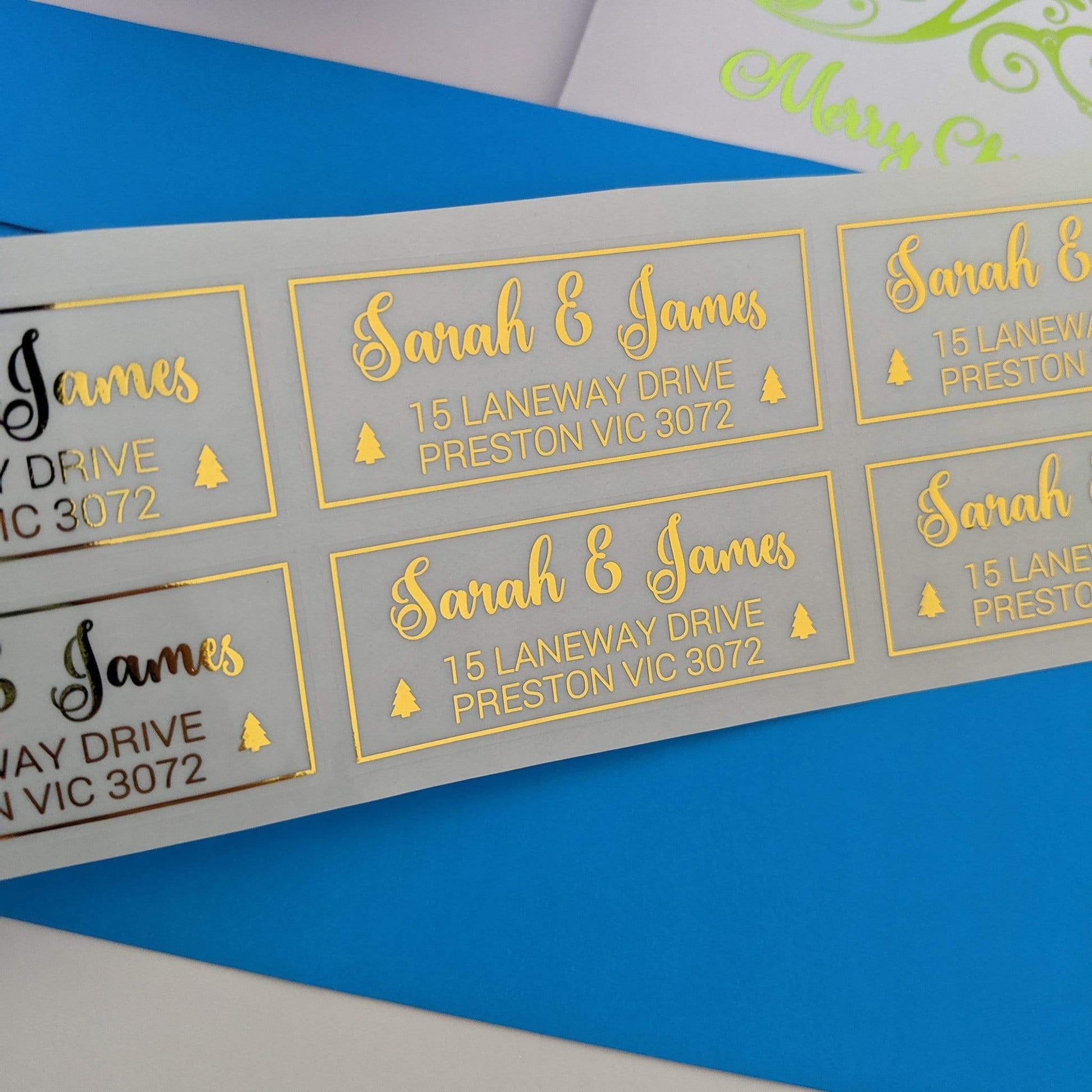 E&L Designs Christmas Return Address Labels - Clear with Foil
