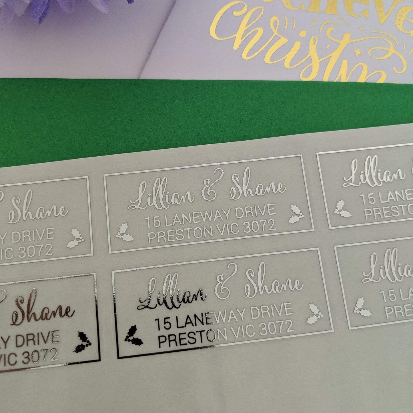 E&L Designs Christmas Return Address Labels - Clear with Foil