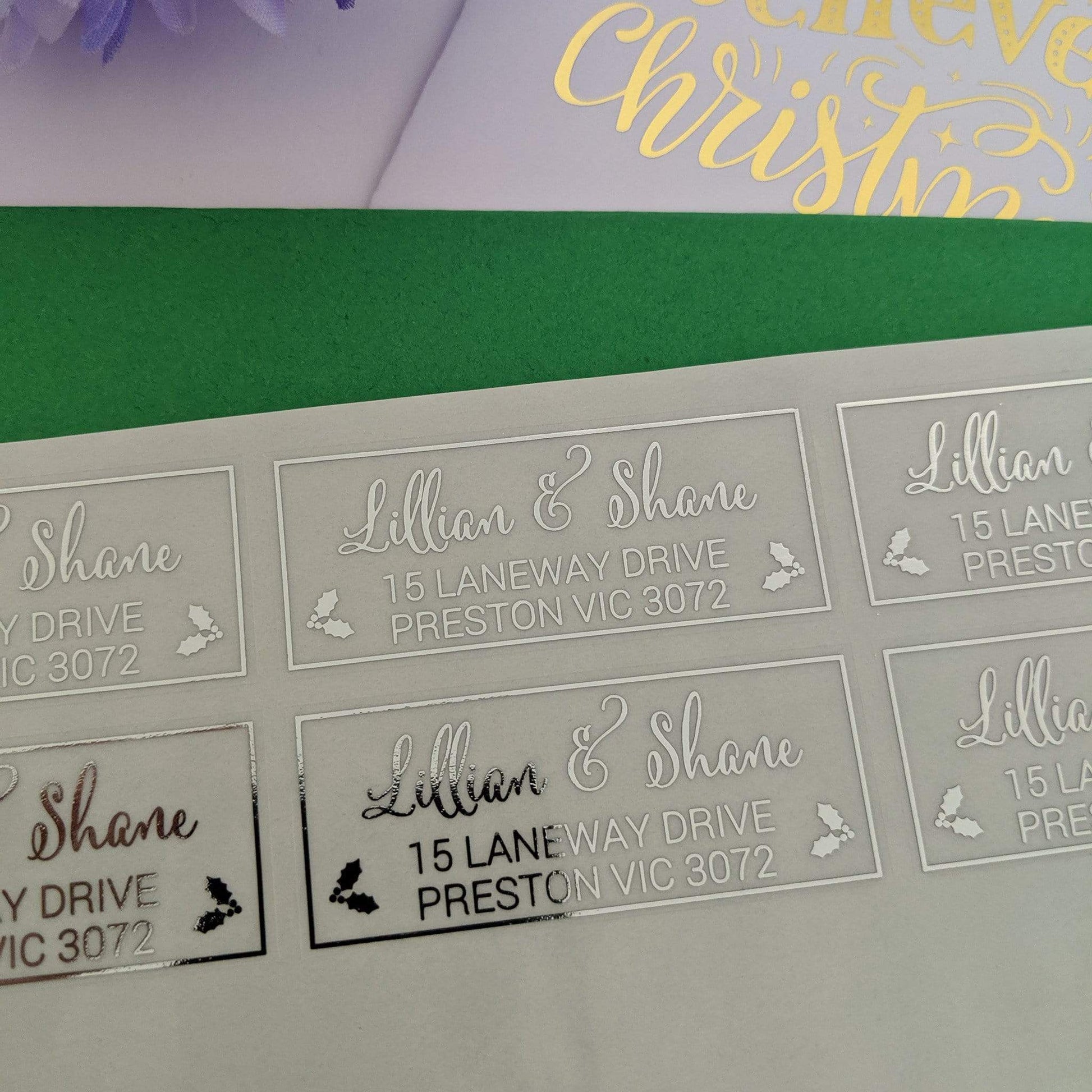 E&L Designs Christmas Return Address Labels - Clear with Foil