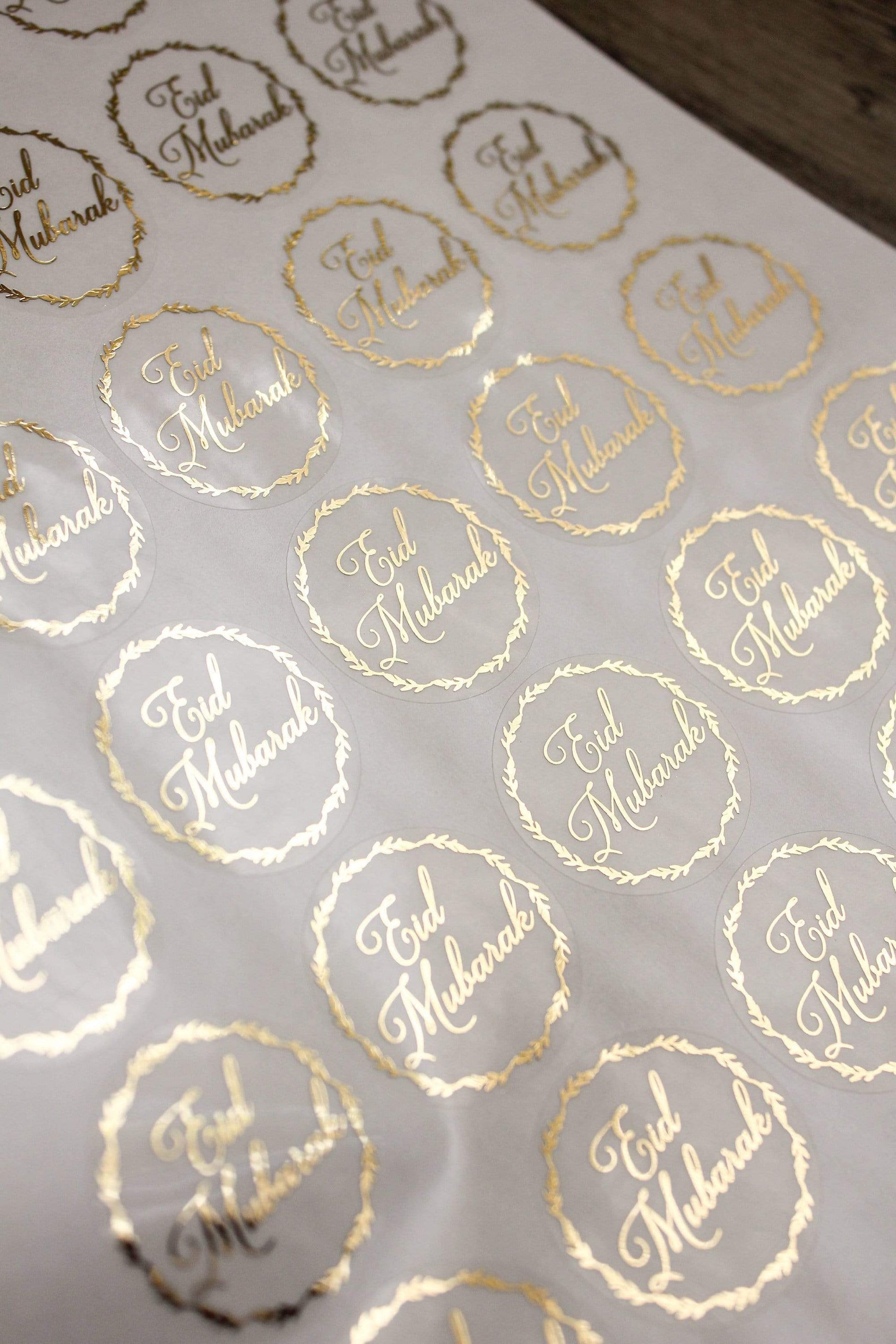 E&L Designs Clear Eid Mubarak Stickers with foil