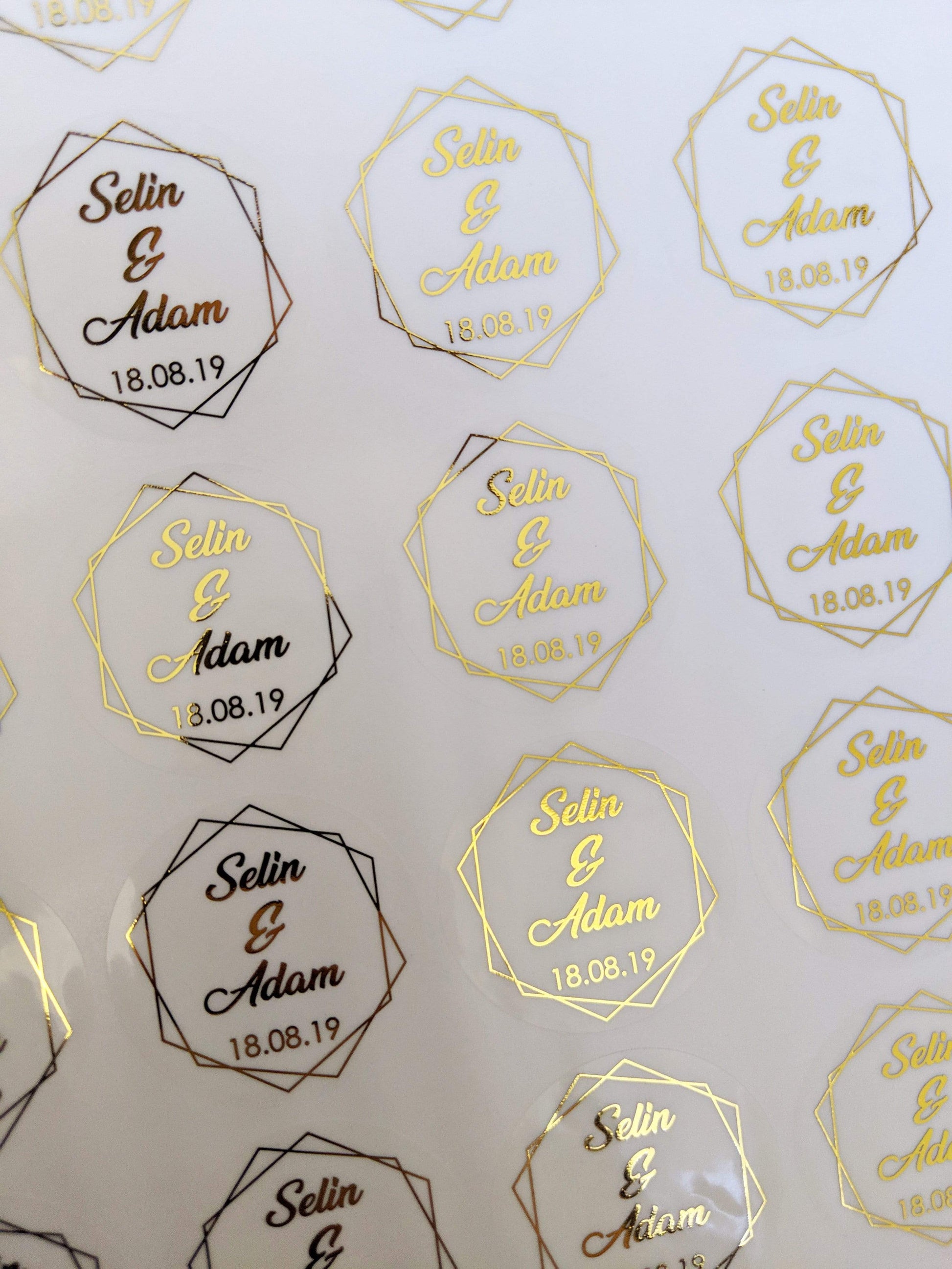 E&L Designs Clear Foil Geometric Wedding Invitation Envelope Seals