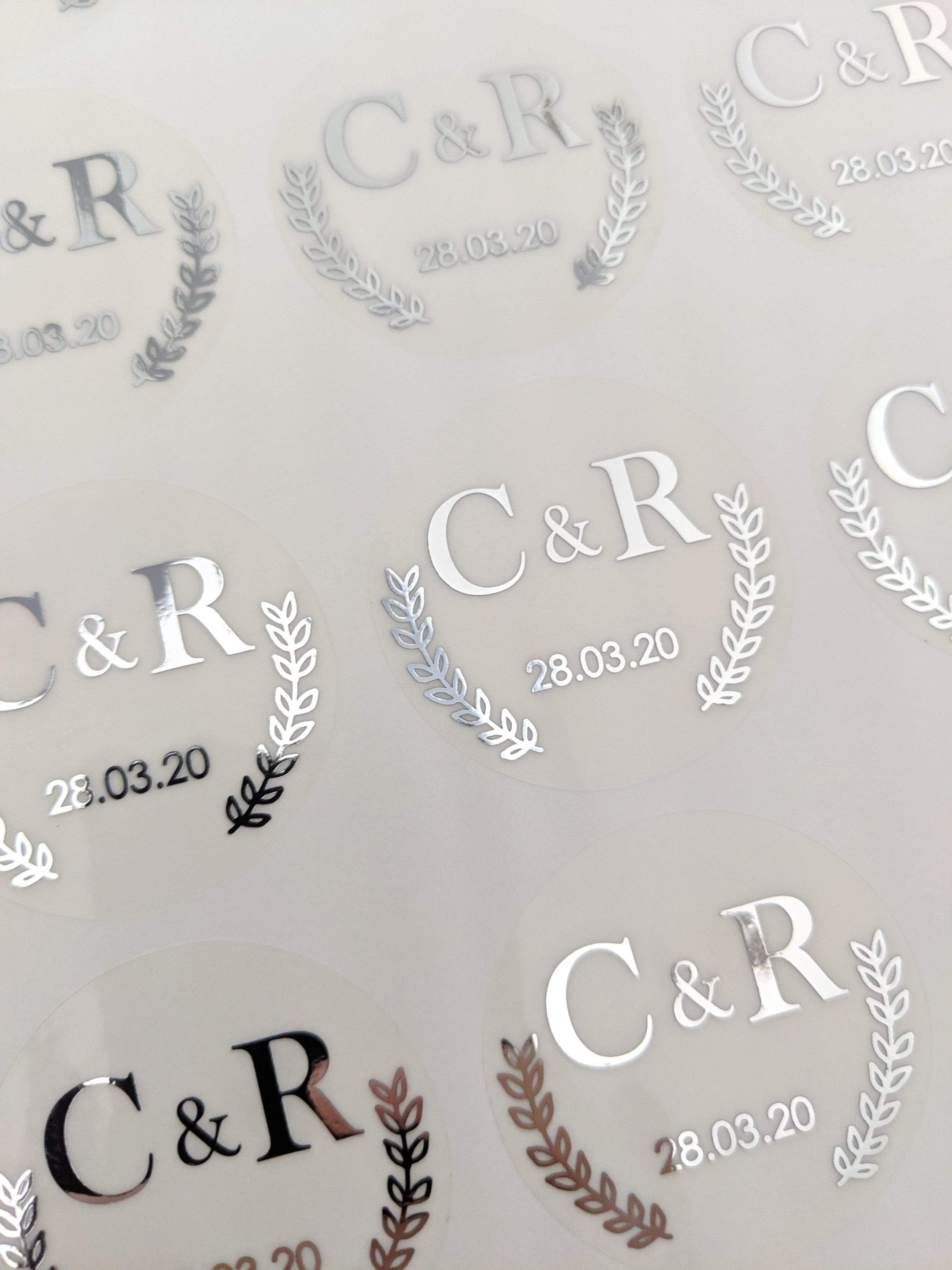 E&L Designs Clear Foil Leaf Border Wedding Invitation Envelope Seals