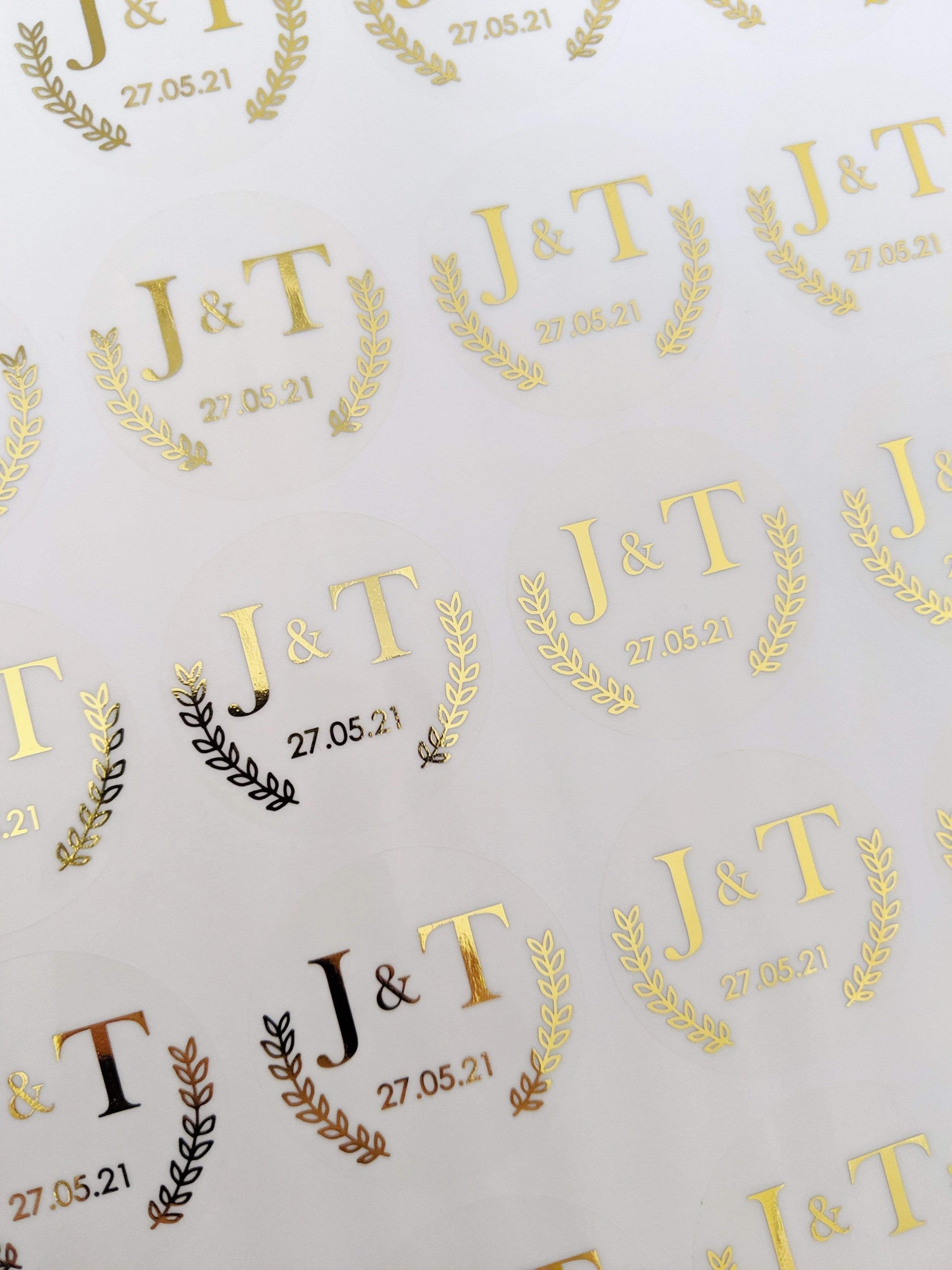 E&L Designs Clear Foil Leaf Border Wedding Invitation Envelope Seals