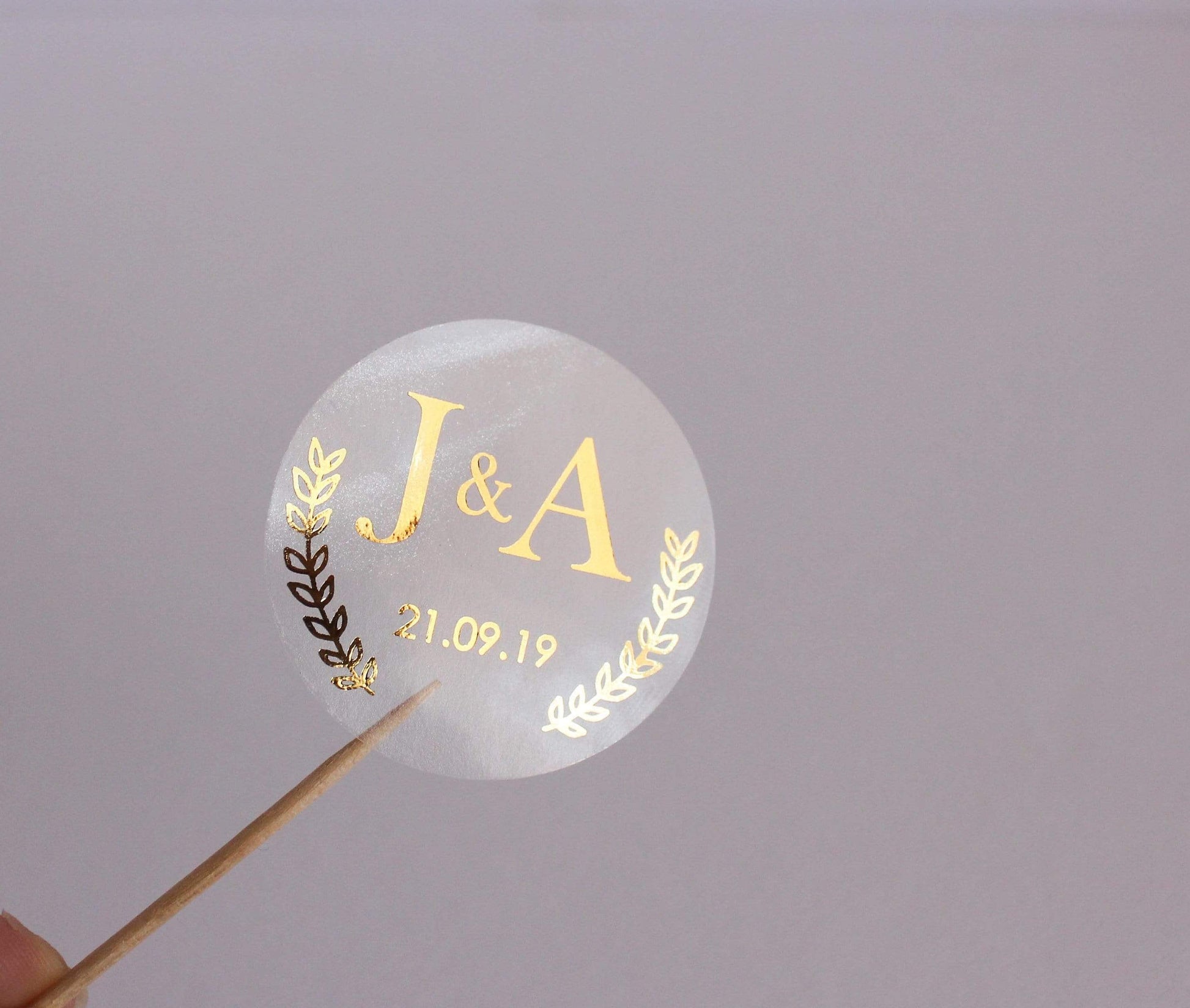 E&L Designs Clear Foil Leaf Border Wedding Invitation Envelope Seals