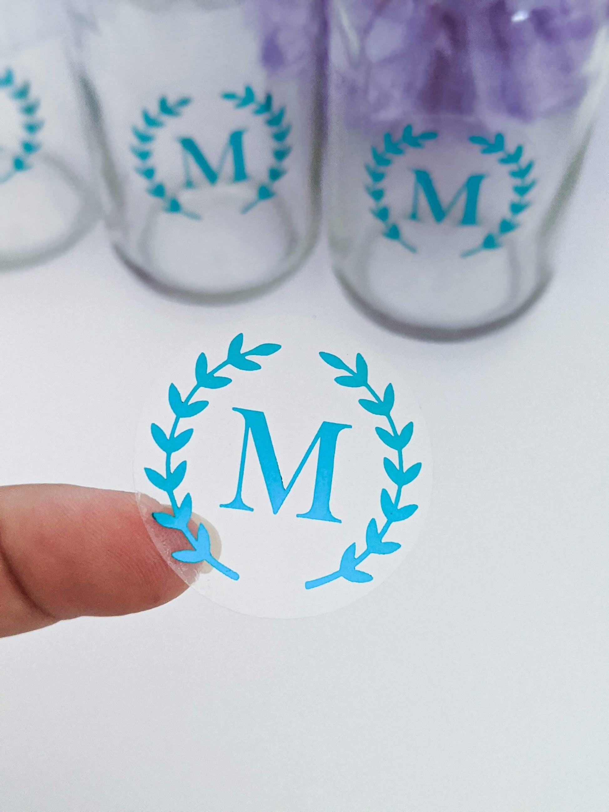 E&L Designs Clear Foil Monogram Wreath Stickers