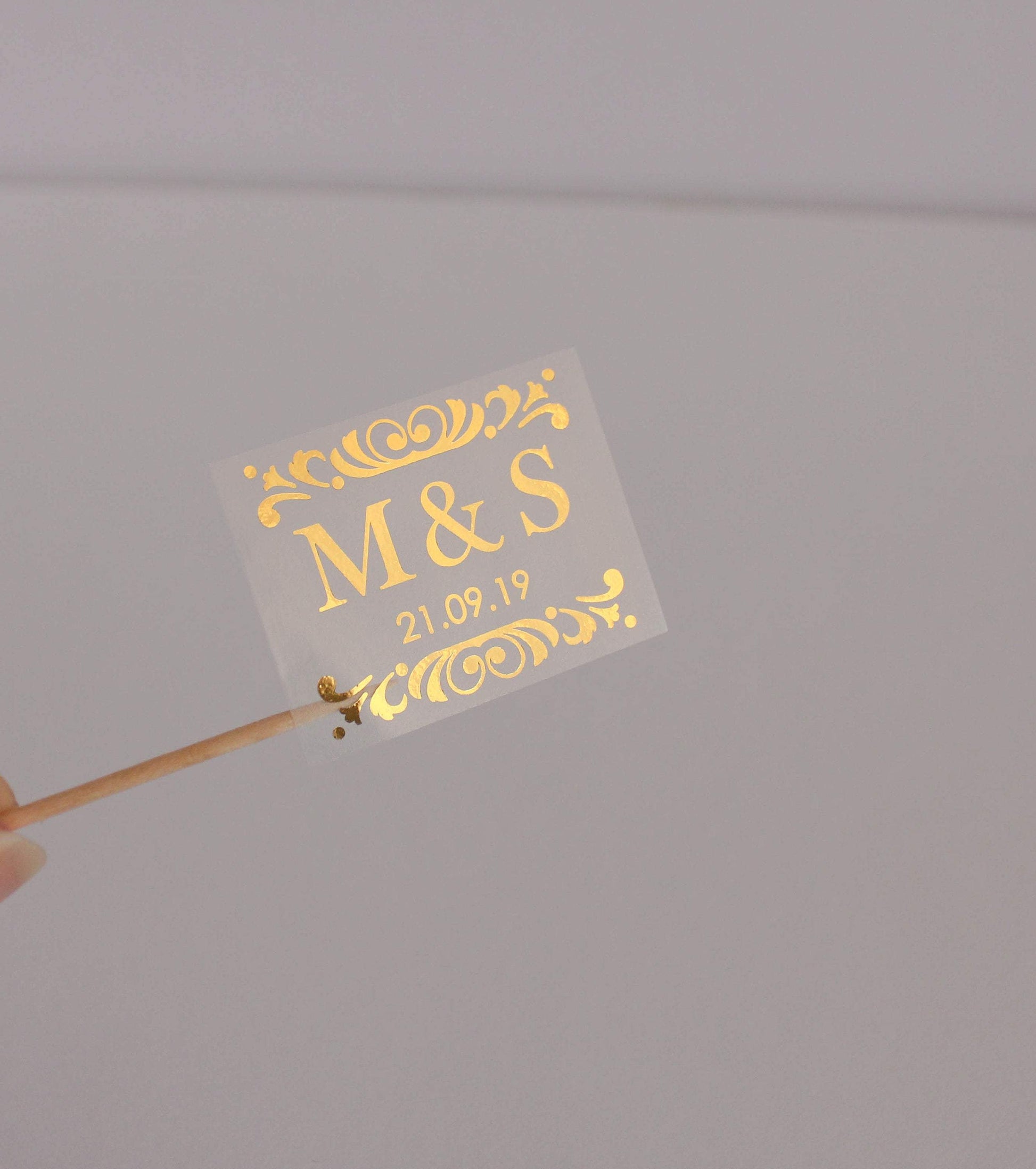 E&L Designs Clear Rectangle Wedding Envelope Seal Stickers with Flourish