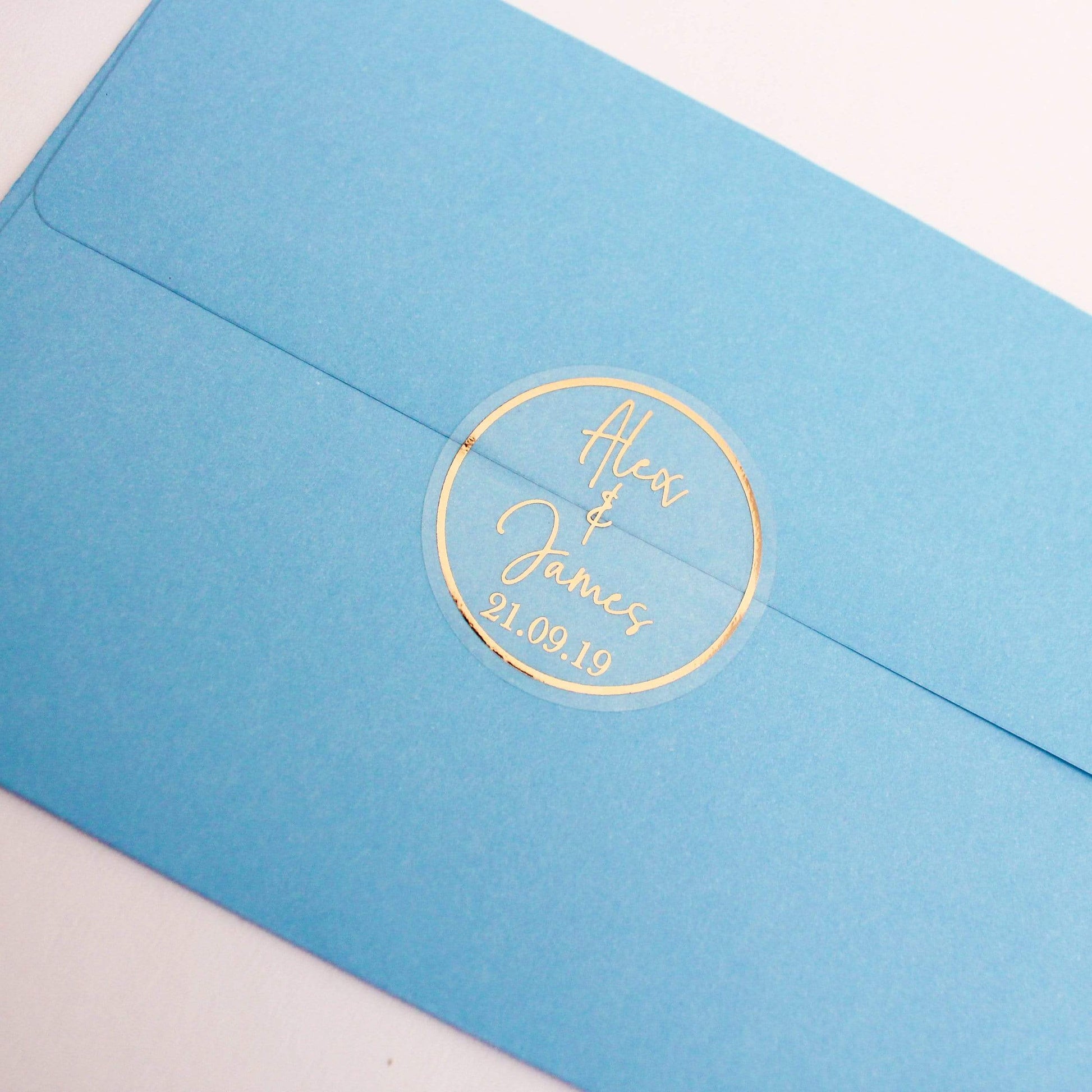 E&L Designs Clear Rose Gold Foil Wedding Invitation Envelope Seals