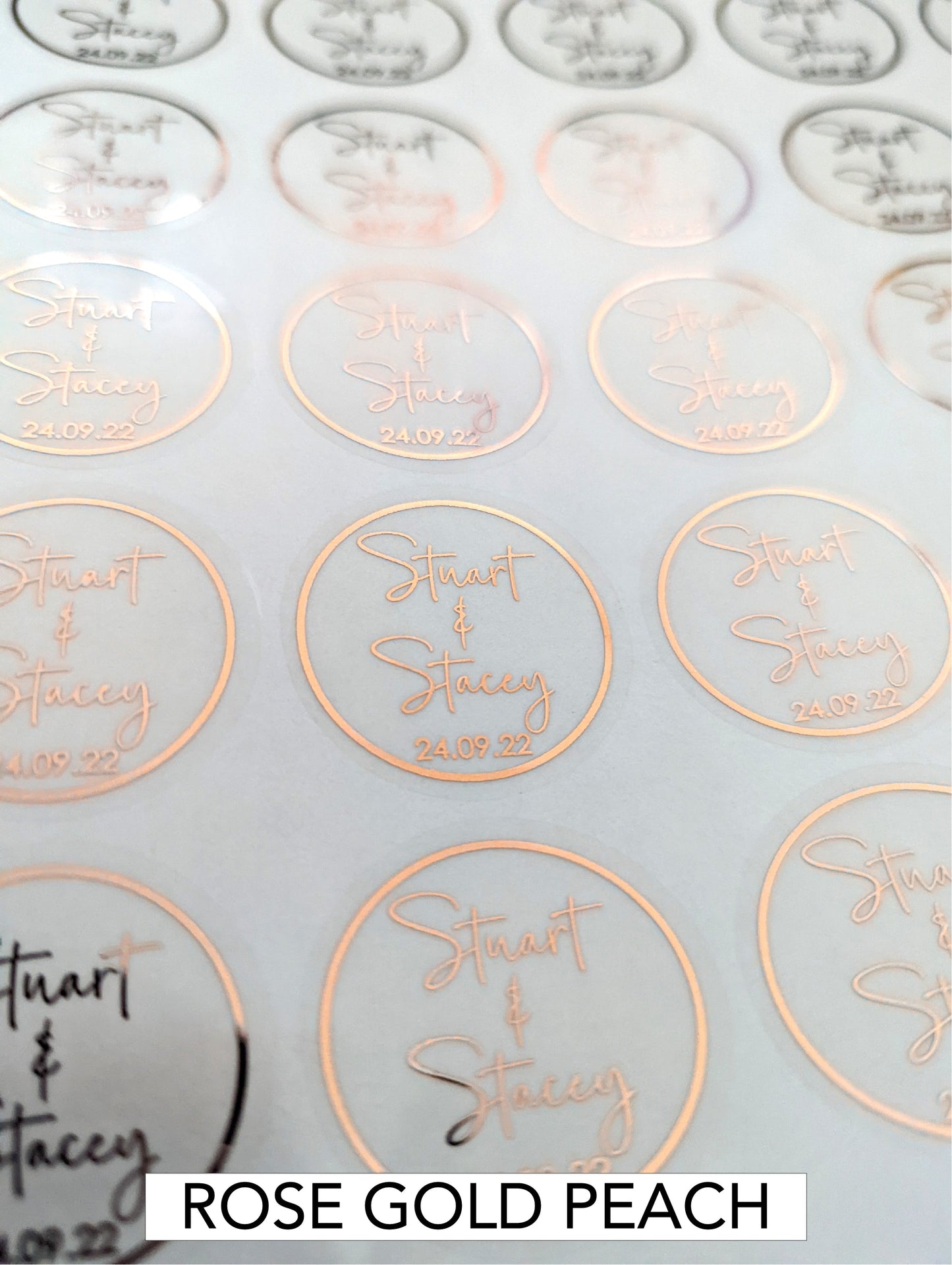 E&L Designs Clear Rose Gold Foil Wedding Invitation Envelope Seals