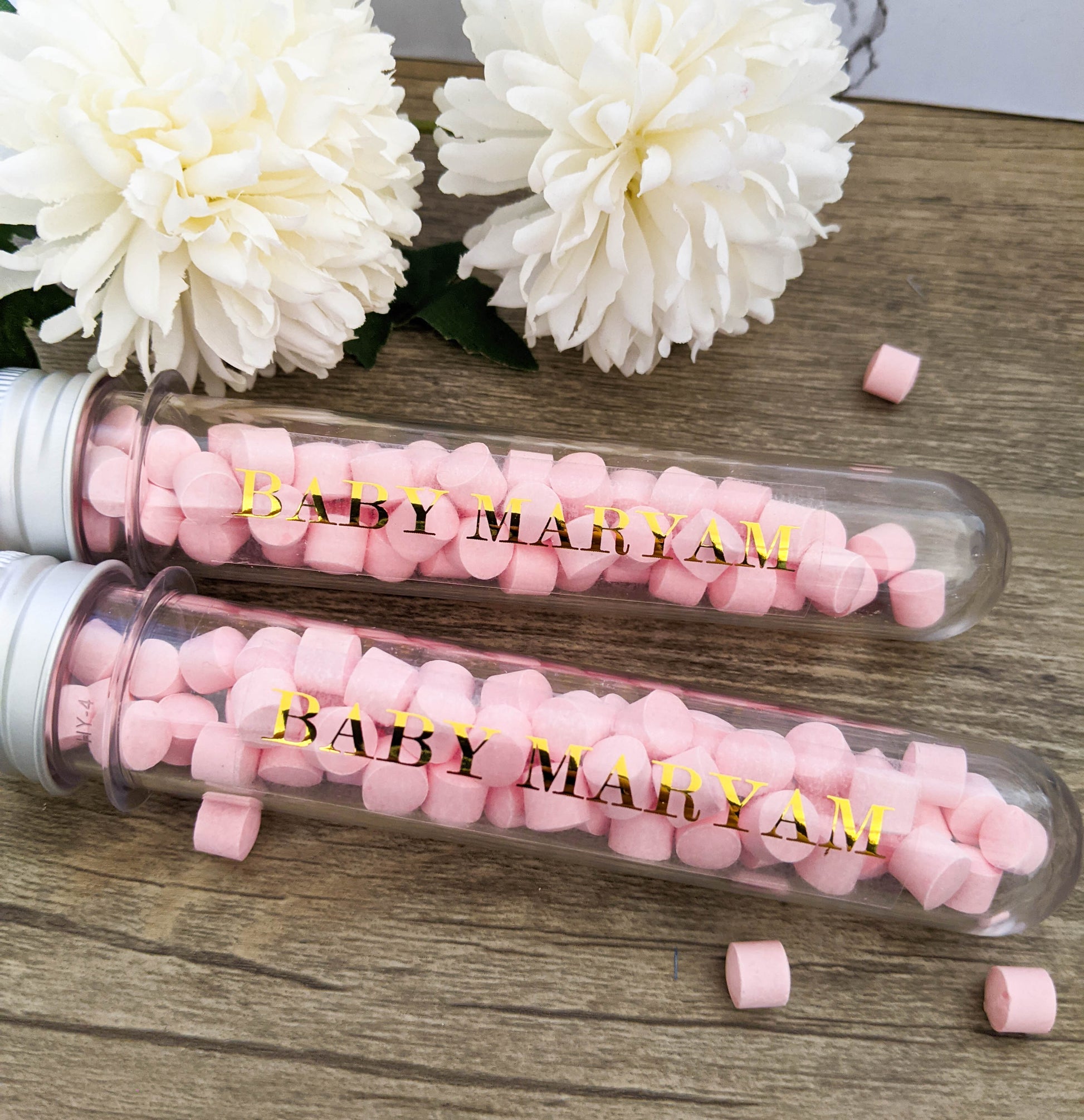 E&L Designs Clear Tube Foil Baby Name Stickers