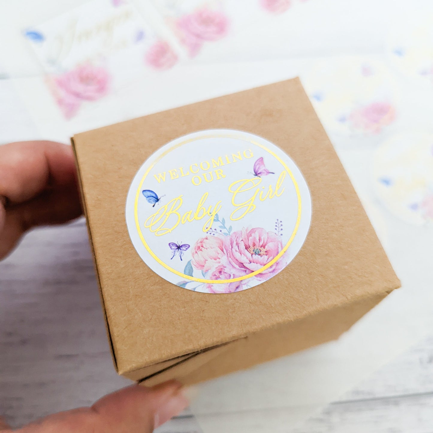 E&L Designs | Custom Foil Stickers Floral & Butterfly Round Stickers