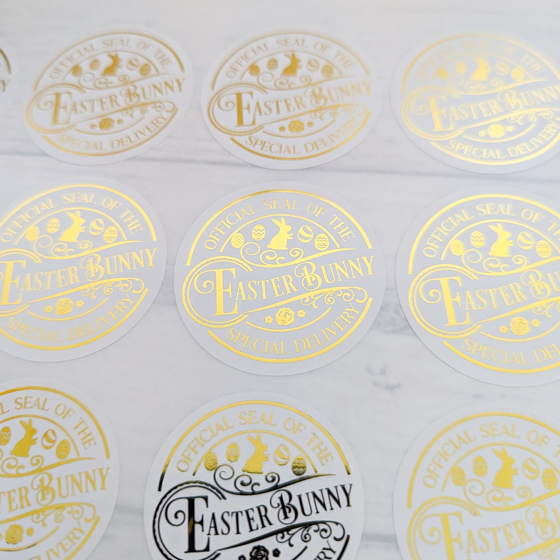 E&L Designs | Custom Foil Stickers Official Seal of the Easter Bunny Stickers