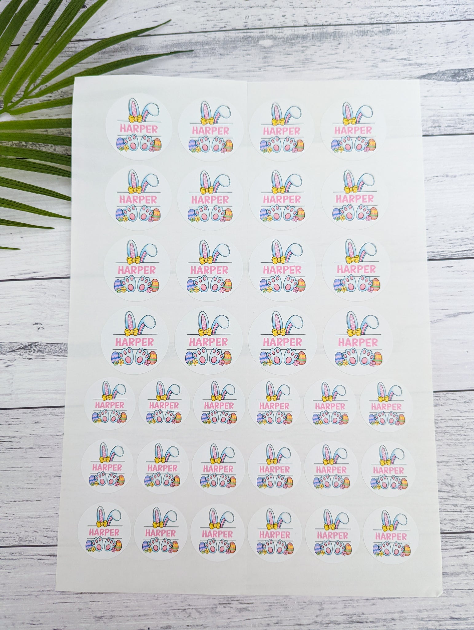 E&L Designs | Custom Foil Stickers Personalised Bunny Stickers, Page of 16 big, 18 small