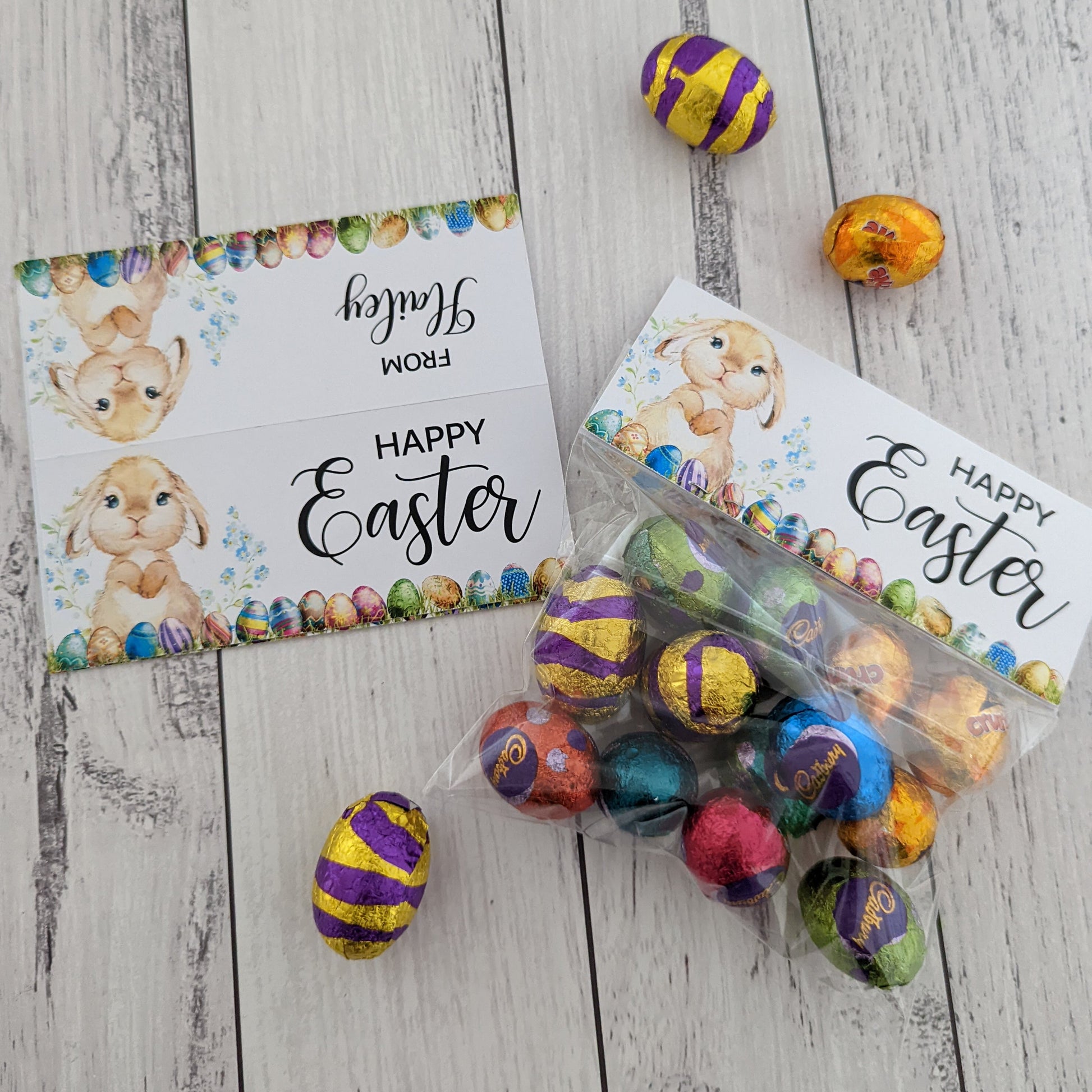 E&L Designs | Custom Foil Stickers Personalised Easter Bag Topper, Set of 6
