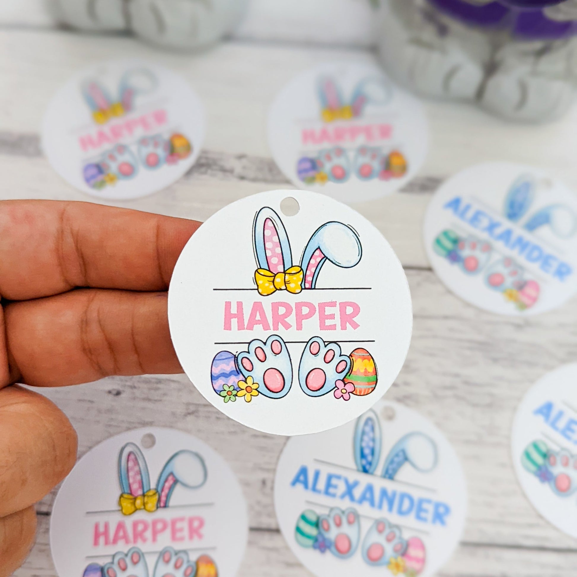 E&L Designs | Custom Foil Stickers Personalised Easter Tag, Set of 6