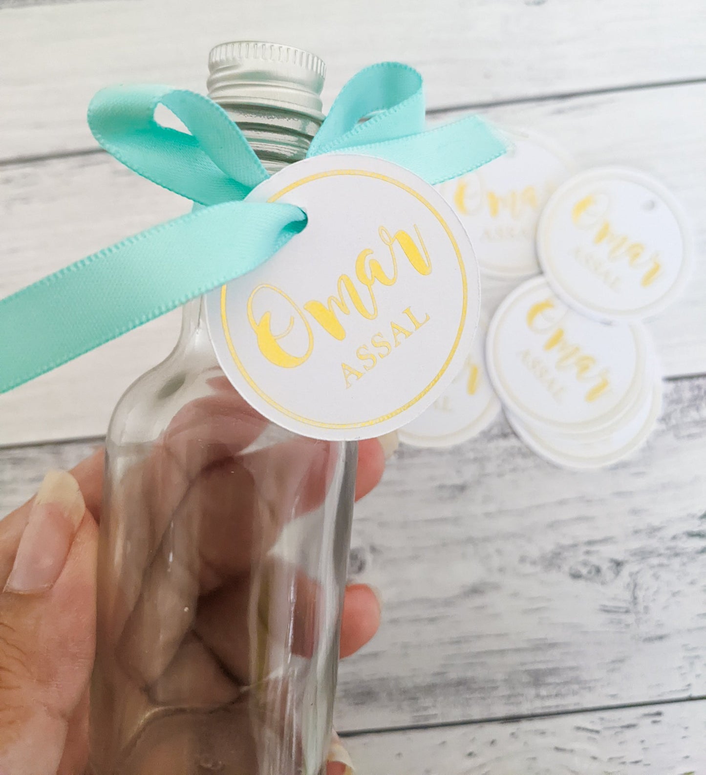 E&L Designs | Custom Foil Stickers Personalised Name Circle Gift Tags x 20